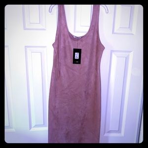 Pink Suede Body Con Dress
